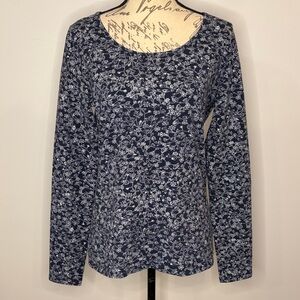 Peruvian Connection stretch puma cotton long sleeve top tee mini floral print M